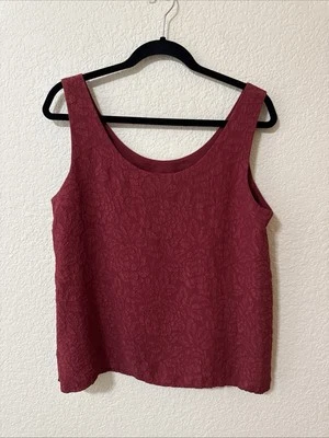 Camiseta sin mangas Express Shell vintage talla L 100 % seda floral texturizada Y2K Babydoll roja Foto 1 de 4