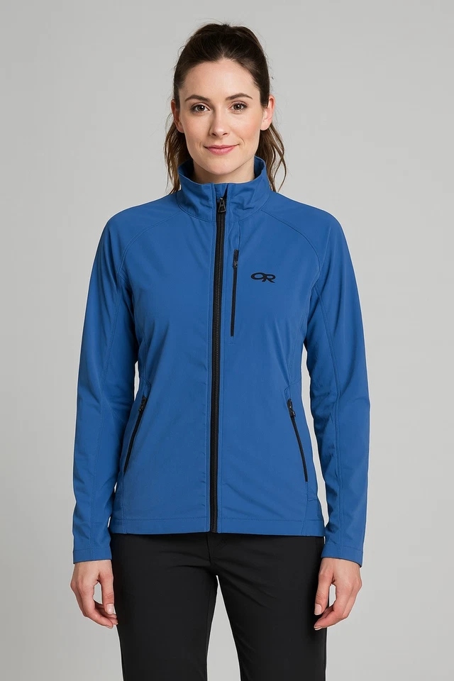 Chaqueta cortavientos Outdoor Research para mujer Lg Ferrosi cremallera completa azul 269188 Foto 1 de 4