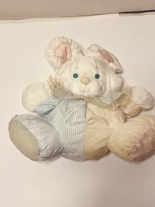 Vintage 1988 Fisher Price PUFFALUMP MOUSE Rattle Baby Plush Pink Blue White 10” - Picture 1 of 9