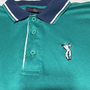VINTAGE Robert Bruce Polo Shirt Mens XL Teal 90’s Y2K Golfer Embroidery  - Picture 1 of 10