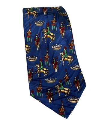 Corbata de seda Nina Ricci para hombre multicolor hecha a mano Francia diseño medieval rara 3,5” W Foto 1 de 4