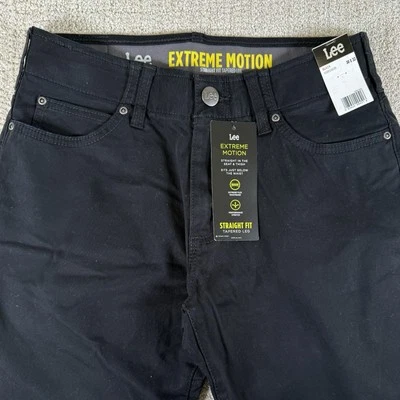 Calça jeans masculina Lee Extreme Motion 30x32 preta ajuste reto perna cônica nova com etiquetas - Imagem 1 de 4