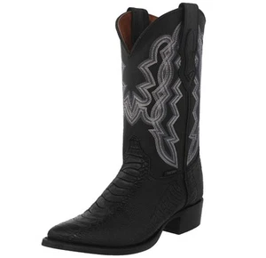 Herren Schwarz Rodeo Cowboystiefel Straußenfuß Bein Druck Leder Westernkleidung J Zehe - Bild 1 von 5