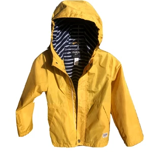 Osh Koshkids Fleece Lined anorak jacket sz 8 Preppy coastal Hooded yellow travel - Picture 1 of 9