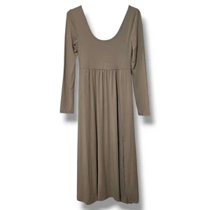 Maxi Vestido para Mujer a New Day Pequeño Manga Larga Beige/Desnudo con abertura lateral Nuevo sin Etiquetas - Imagen 1 de 3