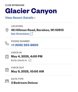 Wisconsin Dells, Wyndham at Glacier Canyon, 3 Bedroom Deluxe, 5/4 - 5/9 2025 - Picture 1 of 10