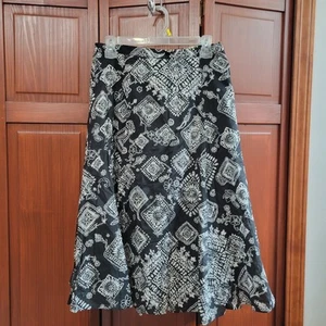 Coldwater Creek A-Line Skirt Black Paisley Zip Hook & Eye Closure | Sz PM - Picture 1 of 5