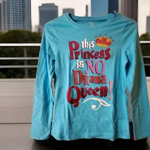 The Children's Place Girls “No Drama Queen” Blue Graphic L/S T-Shirt XL 14 - Picture 1 of 8