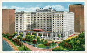 Drake Lake Shore Drive Upper Michigan Avenue Chicago IL Postkarte - Bild 1 von 2