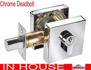 Door locks dead bolt double side keys Chrome finish 6502SQ deadlock - Picture 1 of 1