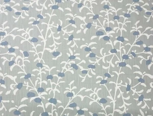 DURALEE COTWAY MINERAL BLUE GRAY FLORAL LEAF VINE COTTON FABRIC BY YARD 54"W - Picture 1 of 6