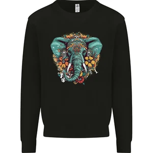 Floral Tribal Elephant Kids Sweatshirt Jumper - Picture 1 of 3