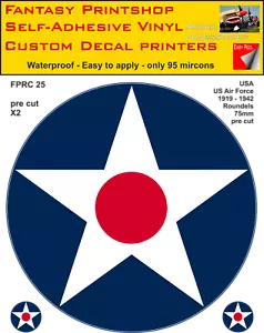 USA US Air Force Twin Packs Vinyl Sticker Decals Roundel 75 - 200mm FPRC25 - Picture 1 of 6