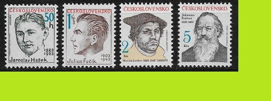 Aniversários de celebridades da Tchecoslováquia 1983 - Série completa 4 selos - MNH - Imagem 1 de 1