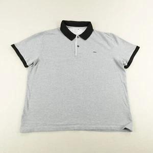 Lacoste Polo Shirt Mens 2XL XXL Gray Black Pique Cotton Crocodile Logo Preppy - Picture 1 of 9