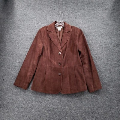 Blazer Preston York Mujer Mediano Marrón Cuero Genuino Chaqueta de un solo pecho Foto 1 de 4