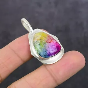 Rainbow Solar Quartz Druzy Pendant 925 Sterling Silver Pendant Latest Jewelry - Picture 1 of 4