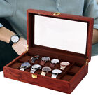Drewniane pudełko na zegarki Szklany blat Vintage Wyświetlacz Przechowywanie biżuterii / organizer 6/10/12 slotów