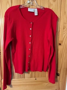 Top rosso con bottoni Liz Claiborne manica lunga taglia L - Foto 1 di 3