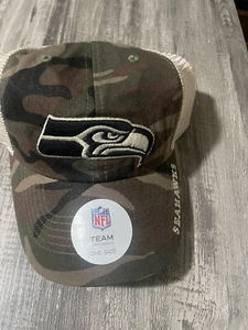 Seattle Seahawks NFL ball cap New with tags Camouflage one size mesh back - Picture 1 of 5