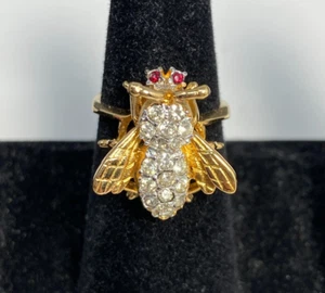 Vintage Joseph Esposito Bee Ring Rare 14k Electroplated 1910 MCM Sz 6.75 - Picture 1 of 21