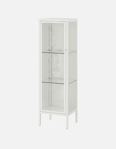 Cabinet with glass door, Glass Shelves/metal/white 13⅜"x11¾"x45⅝" - Picture 1 of 8