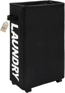 25" Rolling Slim Laundry Basket on Wheels, Foldable Laundry Hamper with Handle, - Picture 1 of 4