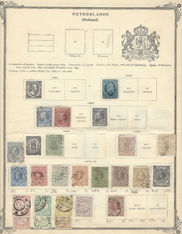 1860's -1880's NETHERLANDS STAMP LOT ON ALBUM PAGE, WOULD BE NICE GIFT FOR DAD Cover