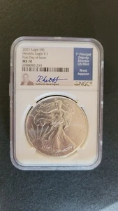 2021 Silver Eagle Business Strike Type 1 NGC MS70 FDOI Jepson Signature Label - Picture 1 of 8