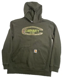Carhartt Boys' XL 18-20 Hoodie Sweatshirt Army Green Camouflage Logo - Picture 1 of 8