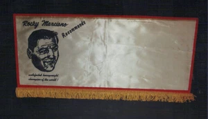 EXTREMELY RARE boxing ROCKY MARCIANO SILK BANNER PENNANT 28X12 boxer poster - Picture 1 of 3