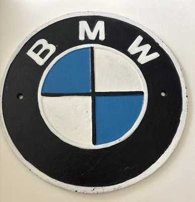 BMW Wall Sign - Man Cave / Garage Sign - Not Enamel Sign - Cast Iron D 9.5” - Изображение 1 из 4