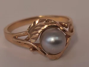 Damenring 585er Gold mit Perle - Damenring 14 Karat Goldring , RG 53/16,8 (232) - Bild 1 von 9