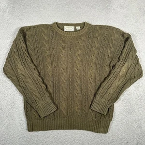 Vtg American Eagle Sweater Mens Small Green Cable Knit Heavy Pullover Ramie - Picture 1 of 10