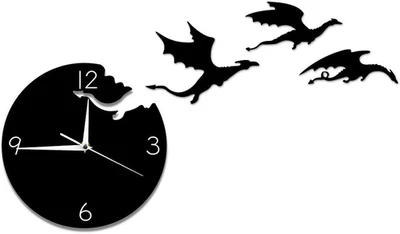 Reloj de Pared Dragón Fantasía Enojado Volador Mágico Abstracto Gótico Cuento de Hadas Dragón Wa Foto 1 de 4