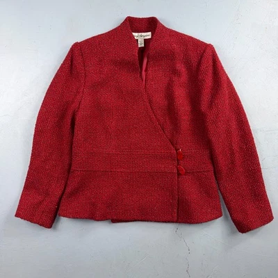 Blazer Chaqueta Roja De Colección Años 90 Norm Thompson Mujer Abrigo Lana Talla 12 Informal Elegante Foto 1 de 4