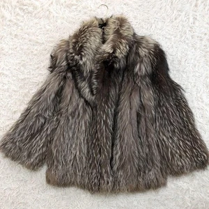 SAGA Silver Fox Real Fur Half Coat Short Jacket Size 11 Women's Outer Used - Picture 1 of 18