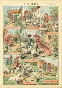 "A LA FERME" Planche originale entoilée G. FRAIPONT 30x40cm - Picture 1 of 1