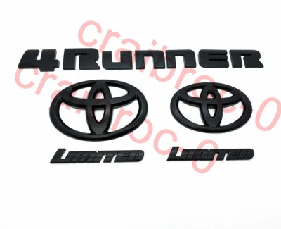 Overlay ! New 2014-2023 Toyota 4Runner Limited Matte Black OUT Emblem Kit 5 Pcs - Image 1 of 4