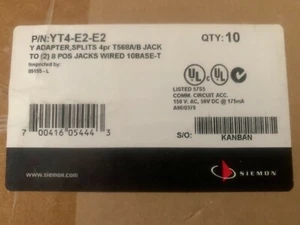 Siemon YT4-E2-E2 | Modular Y Adapter, 4-Pair T568A/B 10BASE-T Splitter X 8 - Picture 1 of 4