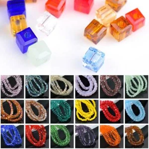 Lote de 100 cuentas espaciadoras sueltas de vidrio facetado cuadrado cubo de 3 mm de 3 mm artesanías - Imagen 1 de 62