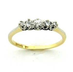 Anello Eternity In Oro 18 Carati Da Donna Con 5 Diamanti, Taglia UK L - Foto 1 di 7