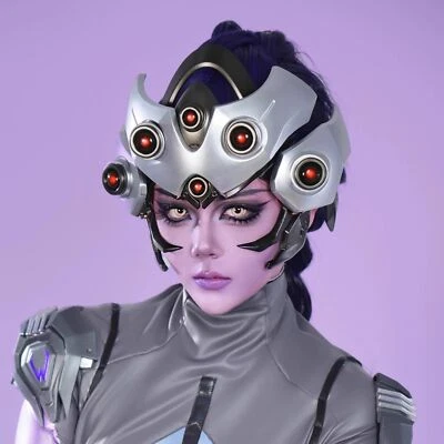 Overwatch OW 2 Widowmaker COS Casco Mecánico Movible Iluminado Resina Máscara Prop Foto 1 de 4
