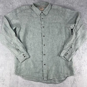 Quiksilver Waterman Shirt Mens Large Gray Linen Long Sleeve Collared Button-Up - Picture 1 of 13