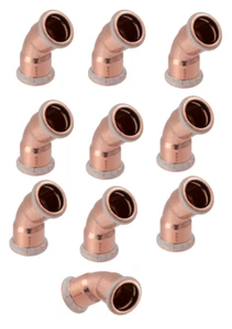 Pack of 10x Geberit Mapress Copper 15mm 45 Degree Bend Elbow Press Freepost - Picture 1 of 4