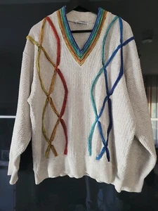 Vintage Carlo Colucci Pullover Herren M mit Regenbogen Farben - Bild 1 von 5