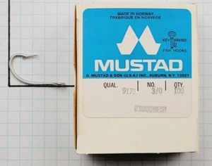 Gancho de cebo vivo Mustad 9175-3/0 Noruega (nuevo # 9174) 2X O'Shaughnessy - Imagen 1 de 3