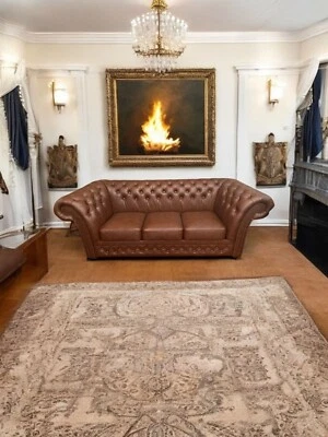 Chesterfield Victorian Antik Braun 3 Sitz Sofa  Leder A1SP900 - Bild 1 von 4