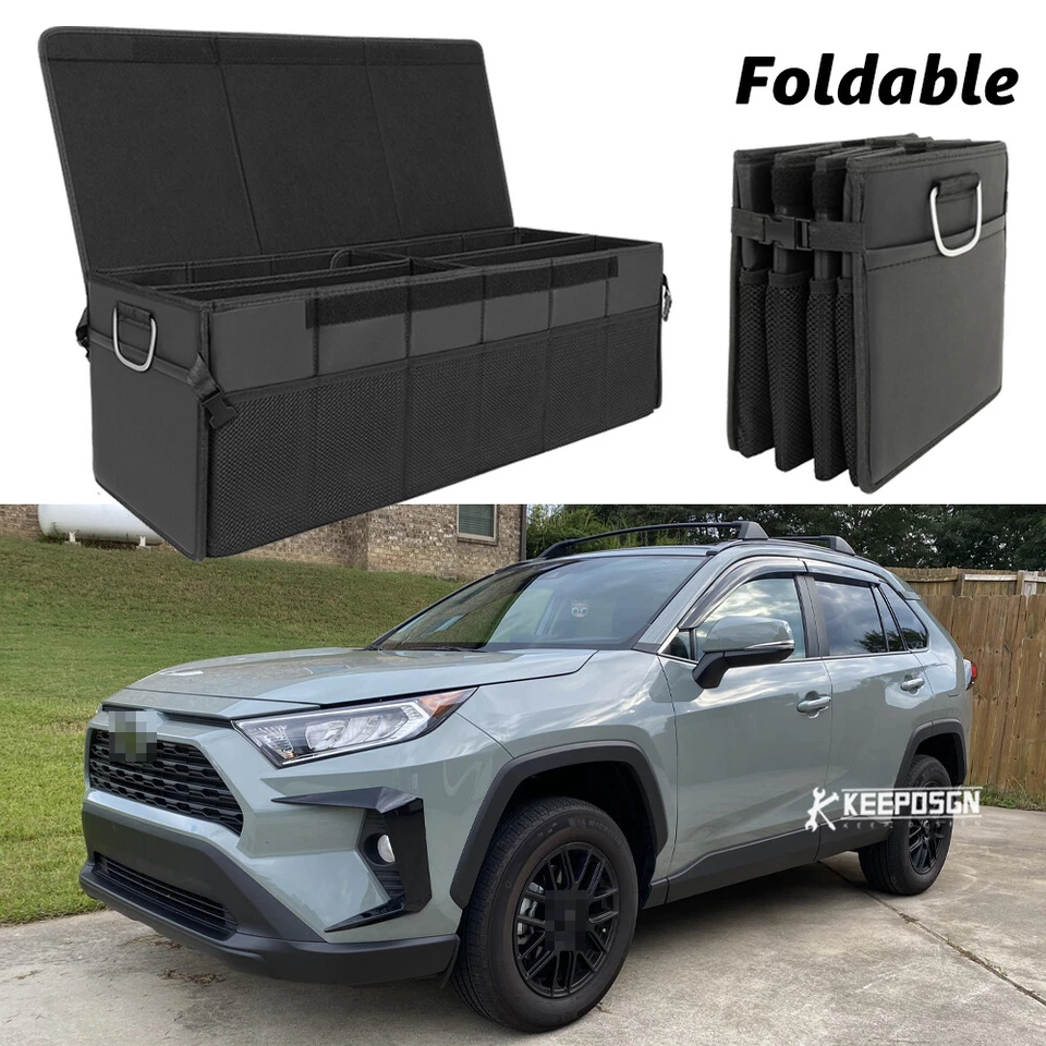 Caja de almacenamiento de maletero de coche organizador de carga tapa ajustable para Toyota RAV4 2013-2018 Foto 1 de 4