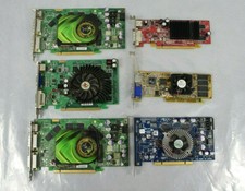 Job Lot 6x Mixed Computer Graphics Cards Various Sizes NVIDIA Sunon Old Models